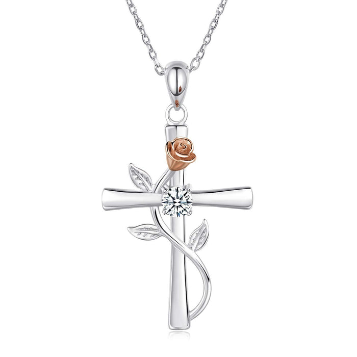 Rose Cross Necklace