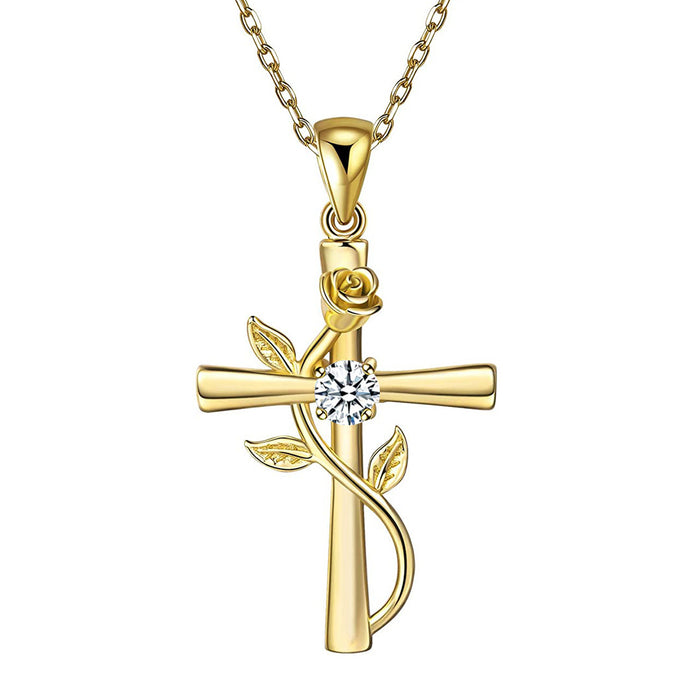 Rose Cross Necklace