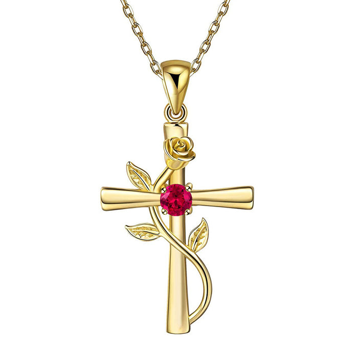 Rose Cross Necklace