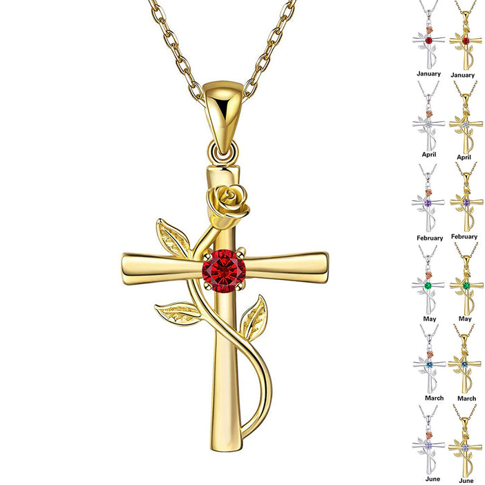 Rose Cross Necklace