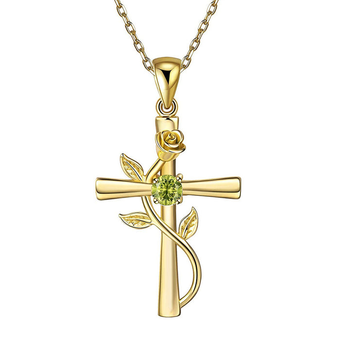 Rose Cross Necklace