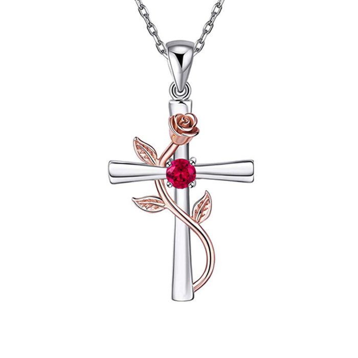 Rose Cross Necklace