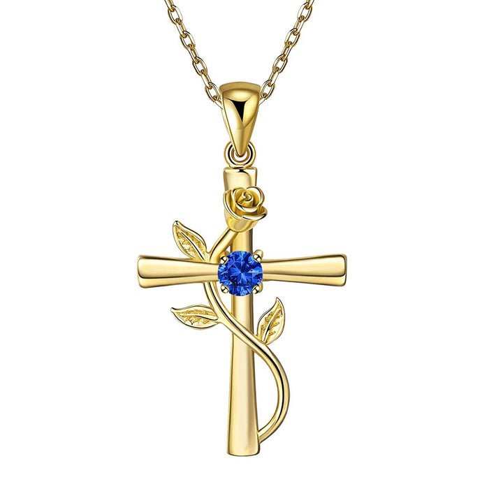 Rose Cross Necklace